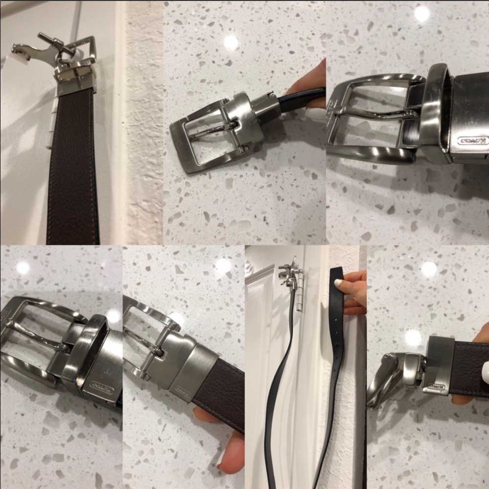 Unisex Black brown reversible leather coach belt